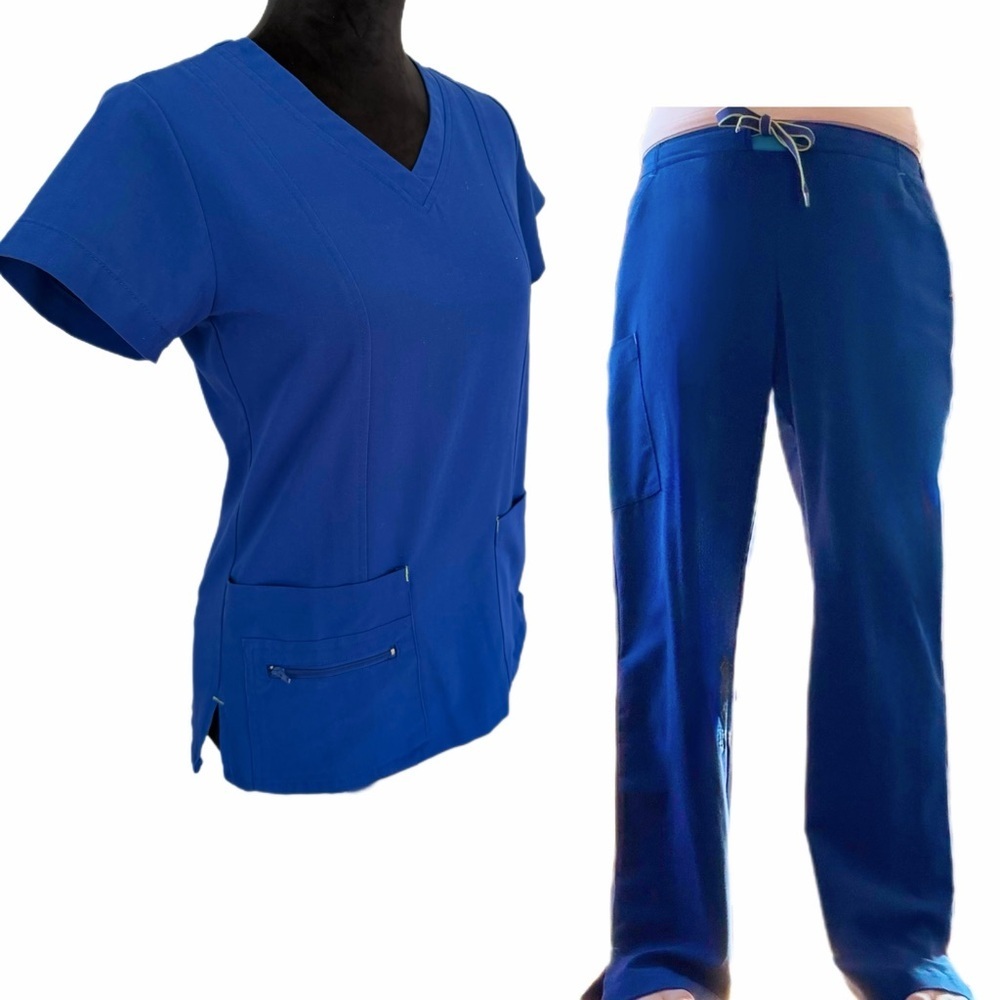 Jockey Women's Royal Blue Straight Leg Scrub Pants & V-Neck Top (XS/XSP)
